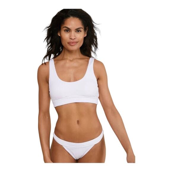 Andie NWT The Bold Banded Cheeky Rib Flattering Bikini Bottom White Extra Small - Picture 2 of 14